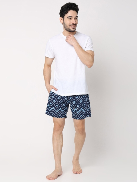 UnderJeans by Spykar Men Printed Mid-Rise Regular Fit Lounge Shorts - Image 5