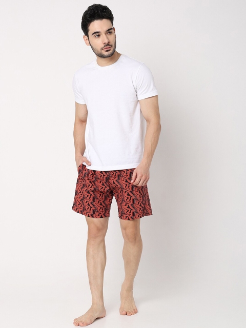 UnderJeans by Spykar Men Printed Mid-Rise Regular Fit Lounge Shorts - Image 5