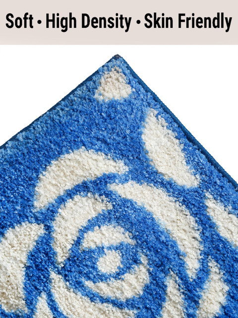 DREAM WEAVERZ Blue & White Floral Bed Side Hand Tufted Floor Runner - Image 5