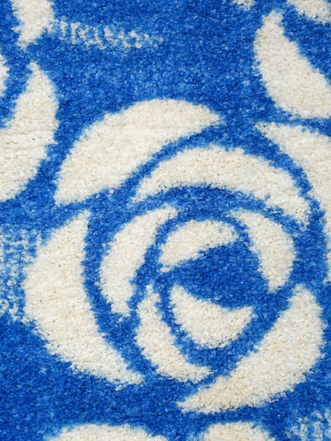 DREAM WEAVERZ Blue & White Floral Bed Side Hand Tufted Floor Runner - Image 2