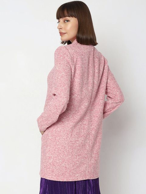 Vero Moda Self Design Mock Collar Longline Overcoat - Image 4