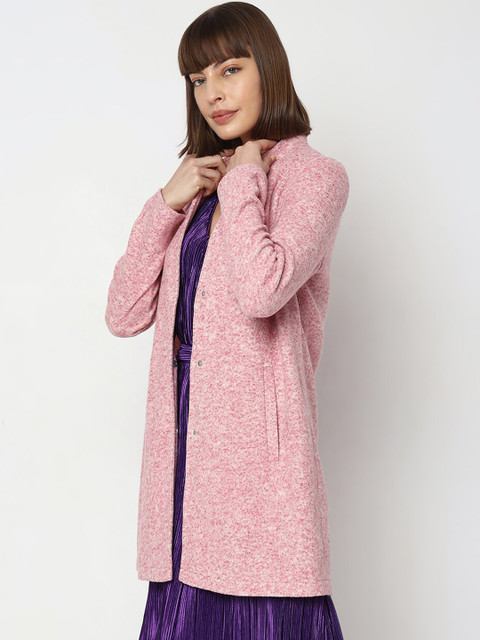 Vero Moda Self Design Mock Collar Longline Overcoat - Image 3