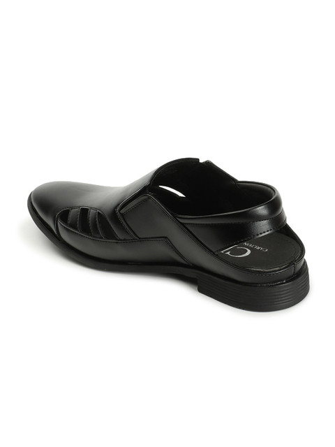 Carlton London Men Laser Cut Shoe-Style Sandals With Backstrap - Image 3