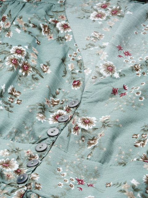 SHOWOFF Plus Floral Printed Georgette Empire Midi Dress - Image 7