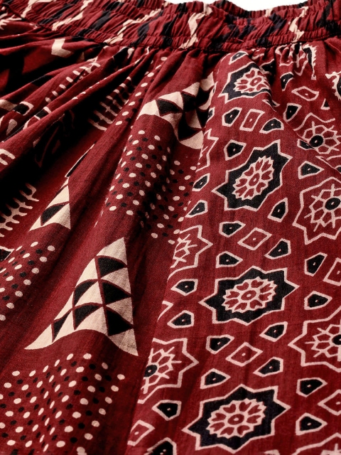 Anayna Women Printed A-Line Flared Cotton Maxi Skirt - Image 6