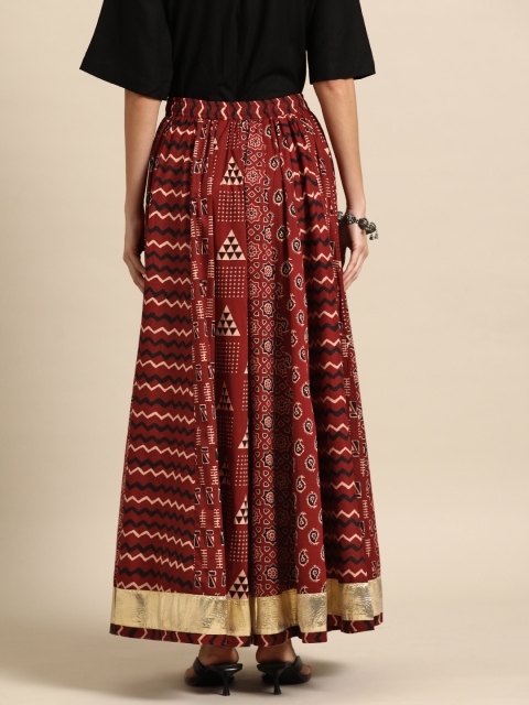 Anayna Women Printed A-Line Flared Cotton Maxi Skirt - Image 4