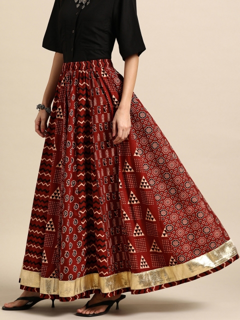 Anayna Women Printed A-Line Flared Cotton Maxi Skirt - Image 2