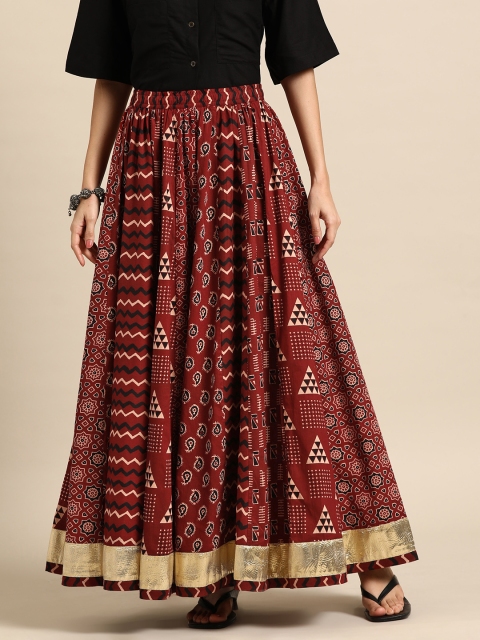 Anayna Women Printed A-Line Flared Cotton Maxi Skirt - Image 3