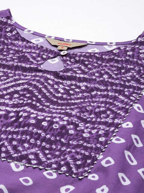 Anouk Women Bandhani Printed Keyhole Neck Gotta Patti Kurta - Image 2