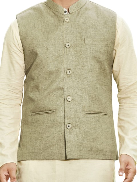 Authentics Woven Design Nehru Jacket - Image 2