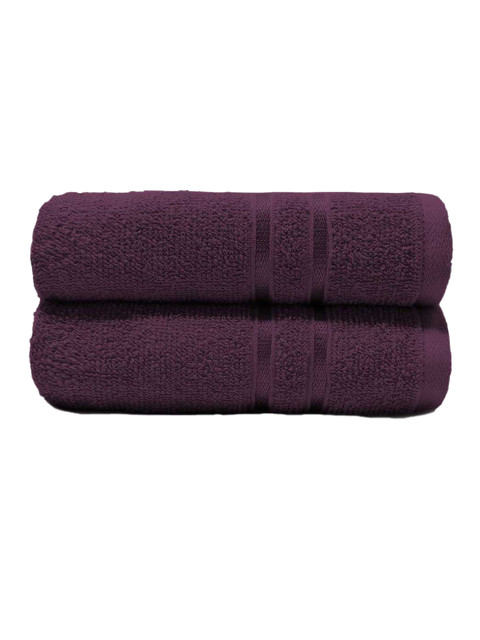 MYTRIDENT 2 Pcs Purple 400 GSM Pure Cotton Hand Towels - Image 2
