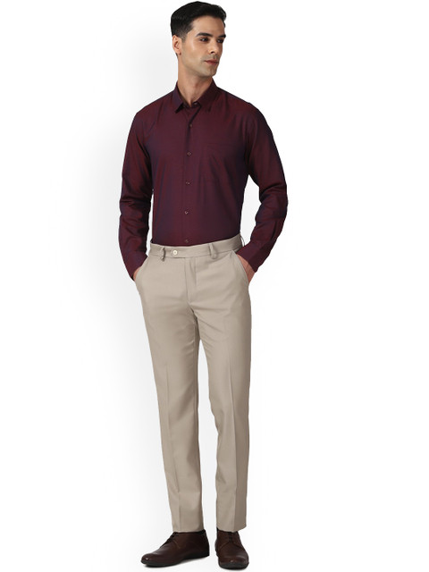 Peter England Men Mid-Rise Slim Fit Formal Trousers - Image 4