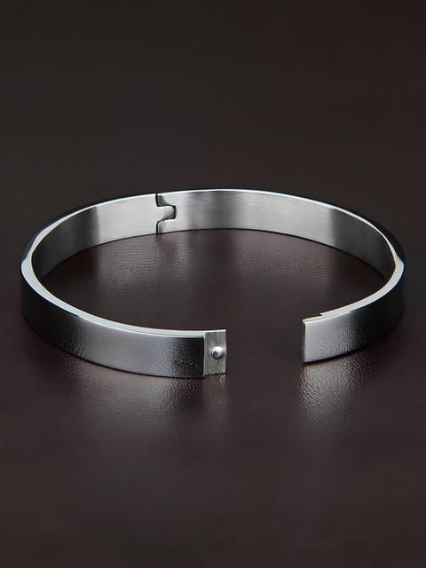 KARISHMA KREATIONS Unisex Silver-Plated Stainless Steel Kada Bracelet