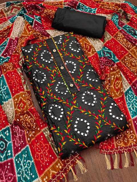 KALINI Embroidered Pure Cotton Unstitched Dress Material