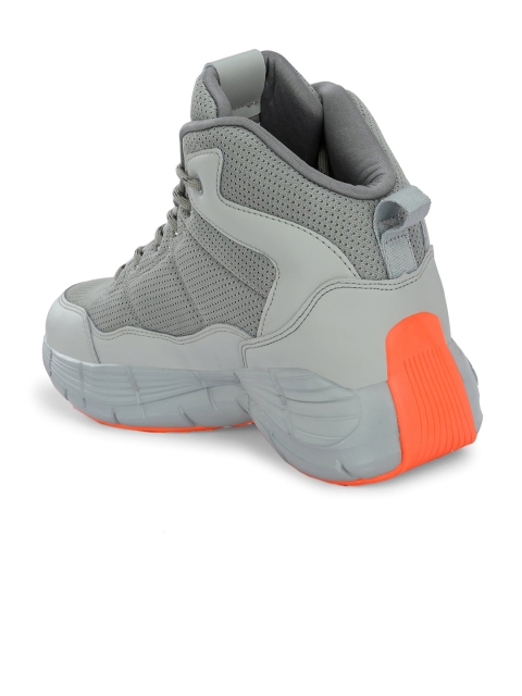 HRX by Hrithik Roshan Men Grey Mid Top Mesh Basketball Shoes - Image 3