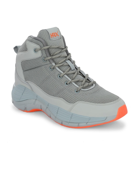 HRX by Hrithik Roshan Men Grey Mid Top Mesh Basketball Shoes - Image 2