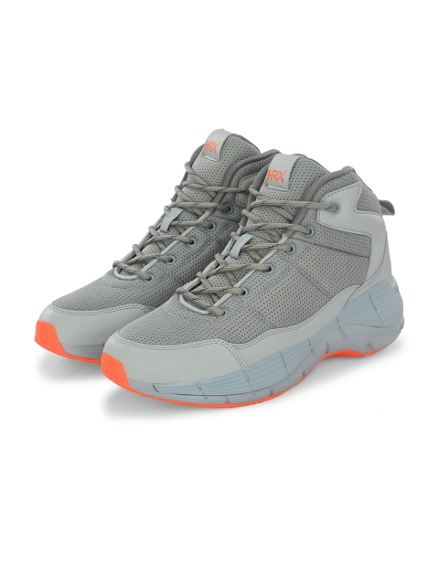 HRX by Hrithik Roshan Men Grey Mid Top Mesh Basketball Shoes - Image 7