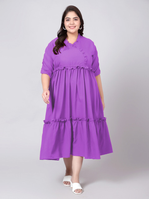 Indietoga Plus Size Ruffle Tiered A-Line Dress