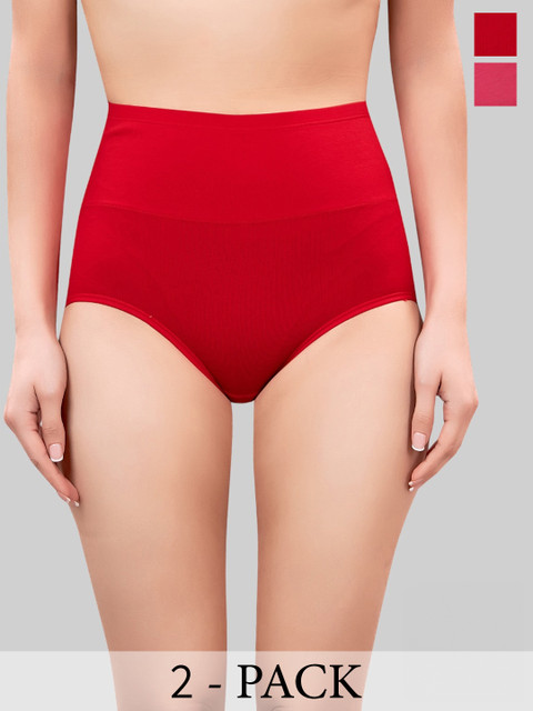 PLUMBURY Pack Of 2 High Waist Control Hipster Tummy Tucker Briefs