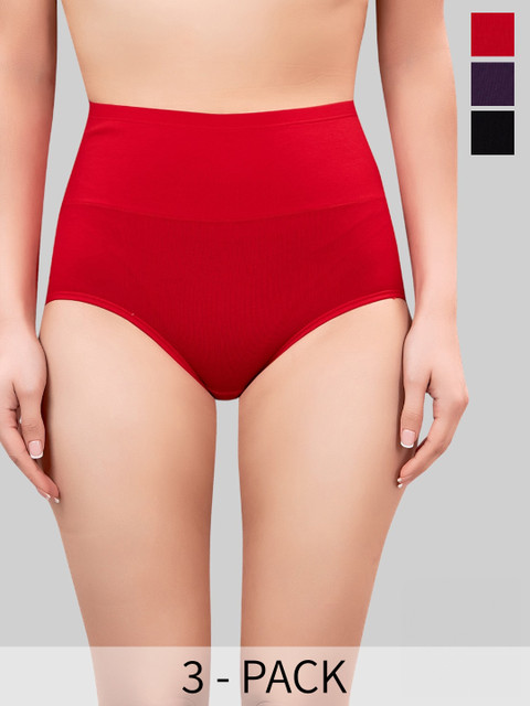 PLUMBURY Pack Of 3 High Waist Full Coverage Tummy Shaper