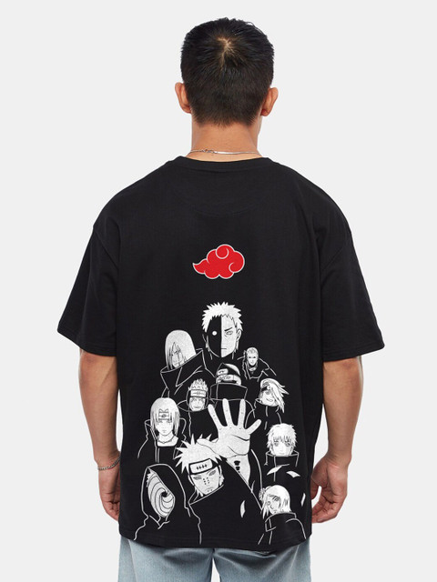 Crazymonk Naruto Akatsuki Team Anime Print Cotton Oversized T-shirt