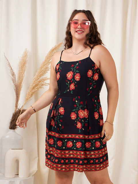 Berrylush Curve Plus Size Floral Printed Shoulder Strap A-Line Dress - Image 5