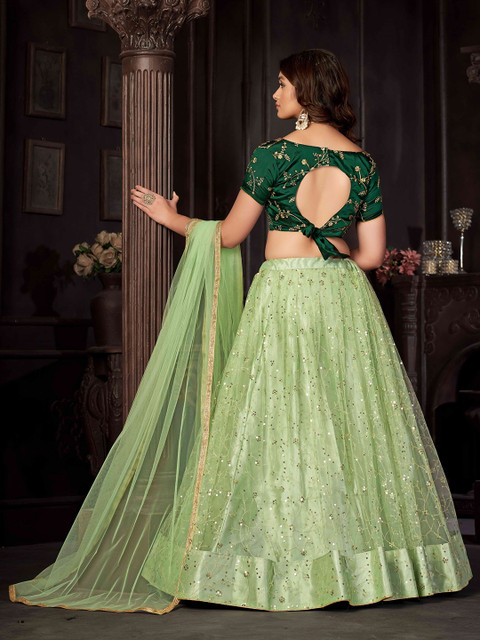 KALINI Embroidered Thread Work Semi-Stitched Lehenga & Unstitched Blouse With Dupatta - Image 5