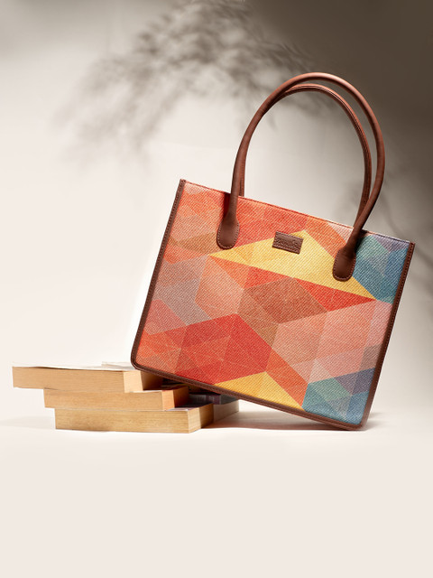 ZOUK Geometric Printed Structured Tote Bag - Image 2