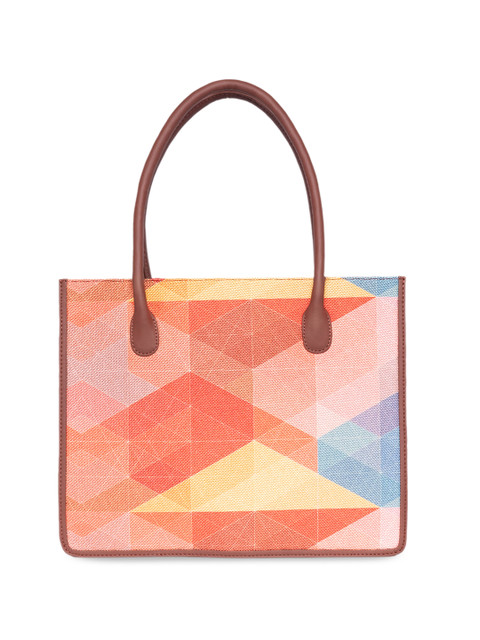 ZOUK Geometric Printed Structured Tote Bag - Image 4