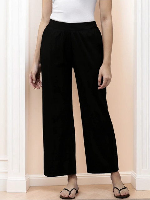 Kryptic Women Pure Cotton Mid-Rise Relaxed Fit Lounge Pants