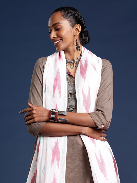 Taavi Woven Design Pure Cotton Ikat Dupatta