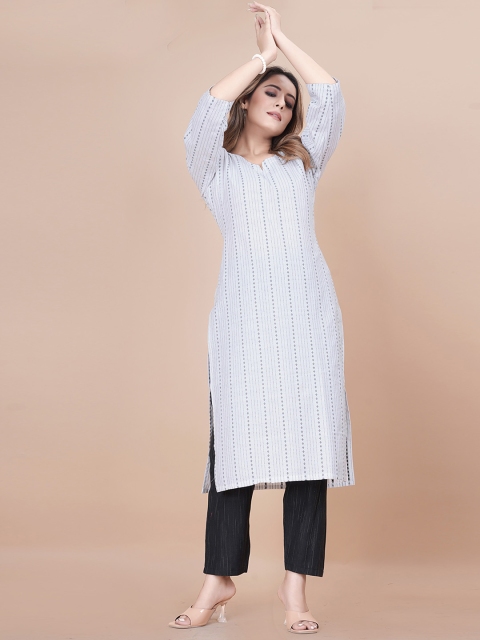 CLOTHING JUNCTION Striped Straight Pure Cotton Kurta with Trousers - Image 5