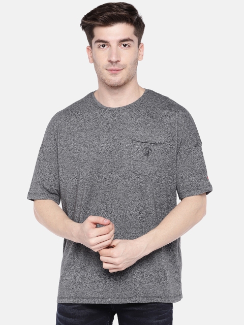 Being Human Clothing Men Grey Melange Solid Round Neck T-shirt