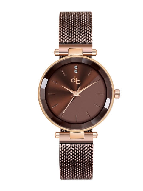 DressBerry Women Embellished Dial & Stainless Steel Analogue Watch DB-009-Brown