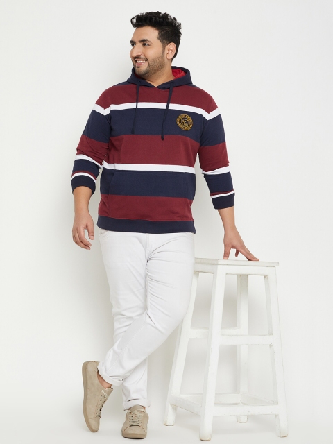 AUSTIVO Colorblocked Printed Hooded Neck Long Sleeve Pullover Pocket Fleece Sweatshirt - Image 7