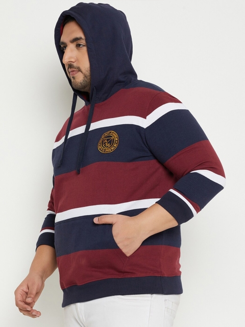 AUSTIVO Colorblocked Printed Hooded Neck Long Sleeve Pullover Pocket Fleece Sweatshirt - Image 3