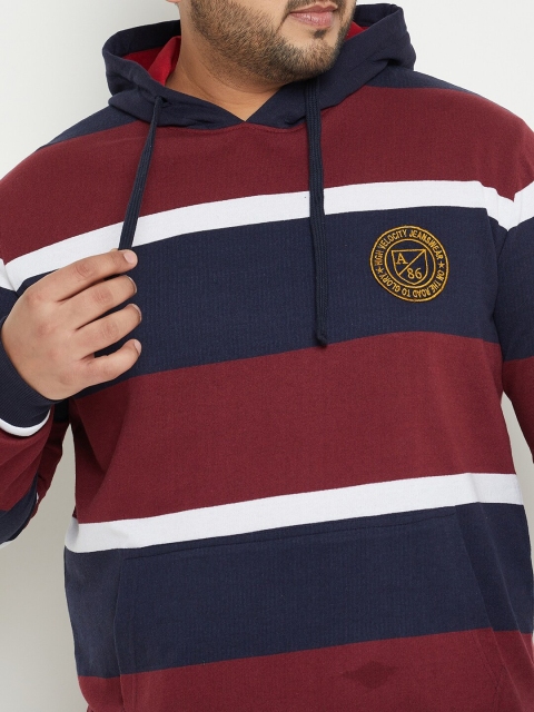 AUSTIVO Colorblocked Printed Hooded Neck Long Sleeve Pullover Pocket Fleece Sweatshirt - Image 2