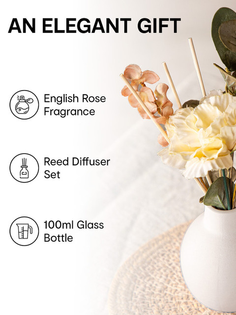 Anko White Ceramic Floral Diffuser-100ml - Image 3