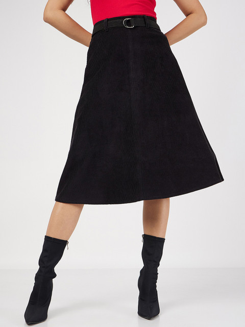 SASSAFRAS Corduroy Pure Cotton A-Line Midi Skirt