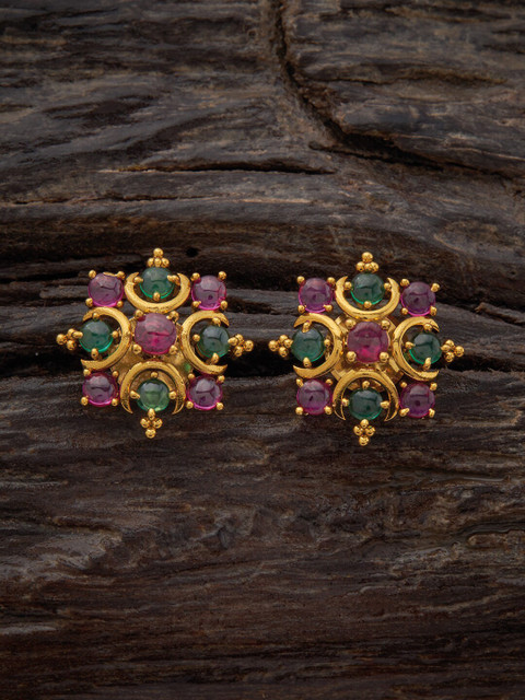 Kushal's Fashion Jewellery Gold-Plated Circular Studs Earrings