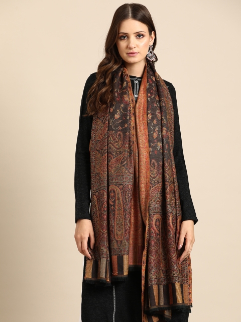 Sangria Women Ethnic Motifs Woven Design Shawl