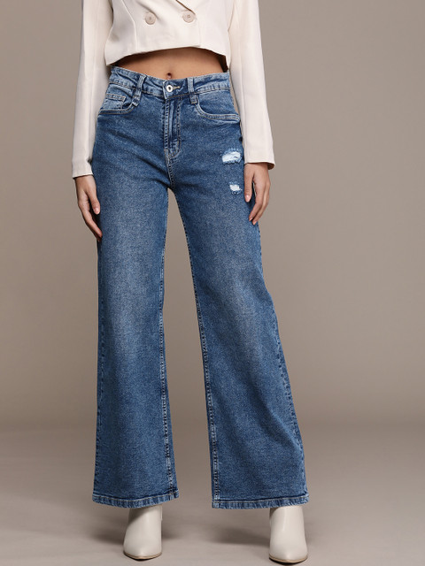 The Roadster Lifestyle Co. Women Wide Leg Light Fade Stretchable Jeans