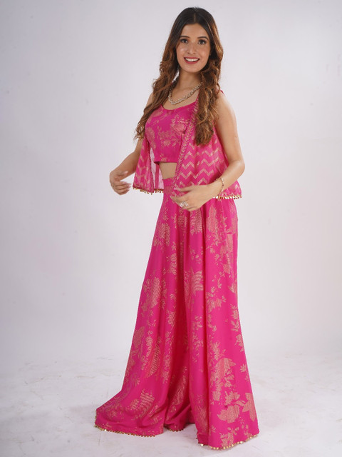 Ahalyaa Women Floral Printed Top With Lehenga & Shrug - Image 8