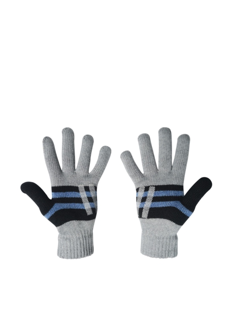 LOOM LEGACY Men Patterned Winter Acrylic Woollen Hand Gloves