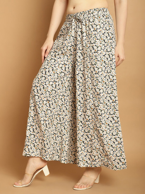 GRACIT Floral Printed Flared Knitted Palazzo - Image 3