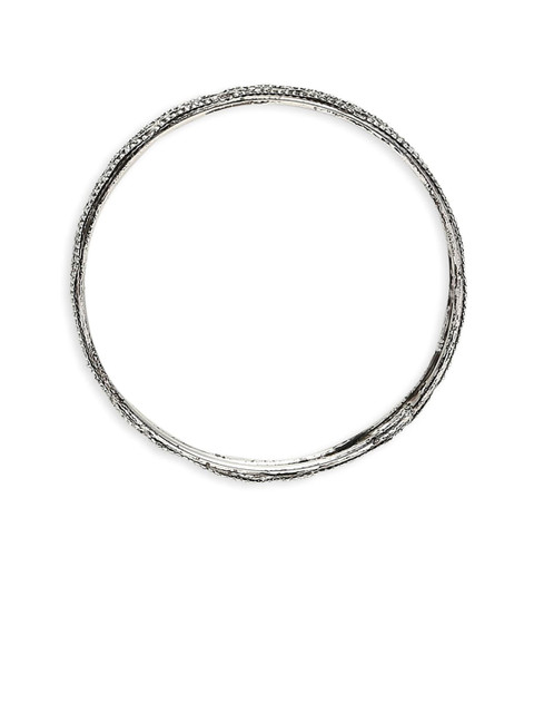 OOMPH Set Of 18 Silver Plated Oxidised Floral Design Bangles - Image 4