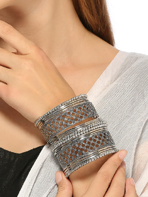 OOMPH Set Of 18 Oxidised Bangles - Image 5