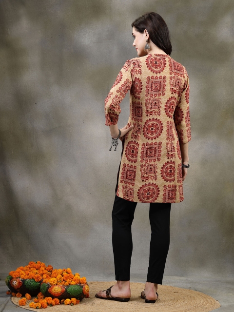 Nayam By Lakshita Rust Ethnic Motifs Printed Thread Work Thread Work Kurti - Image 5