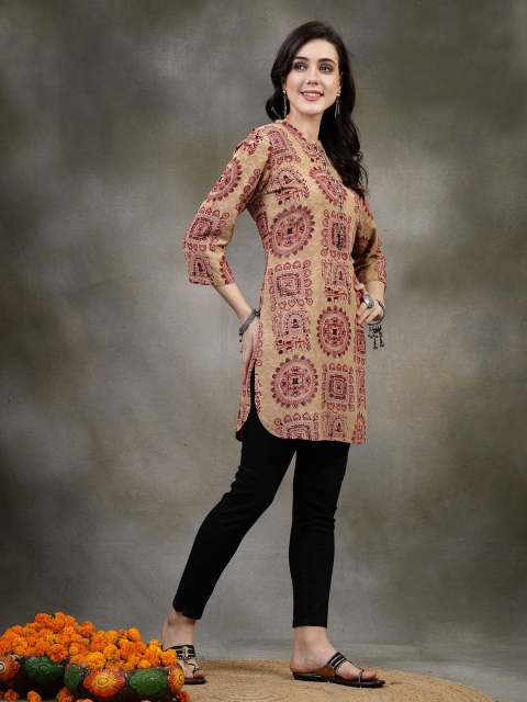 Nayam By Lakshita Rust Ethnic Motifs Printed Thread Work Thread Work Kurti - Image 3
