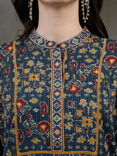 Nayam By Lakshita Floral Printed Thread Work Thread Work Kurti - Image 2